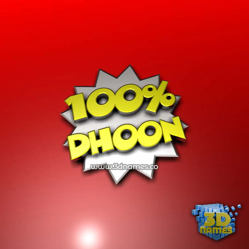 dhoon in 100 Percent style - 3D name wallpaper