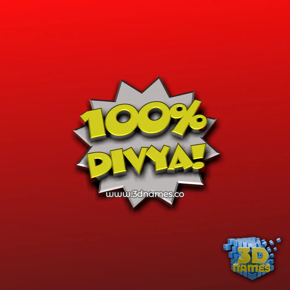 divya in 100 Percent style - 3D name wallpaper
