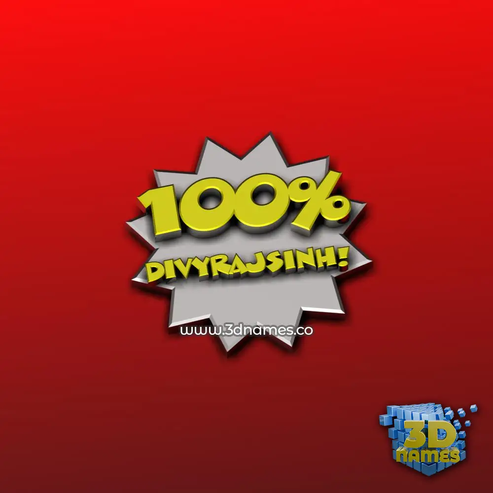 divyrajsinh in 100 Percent style - 3D name wallpaper