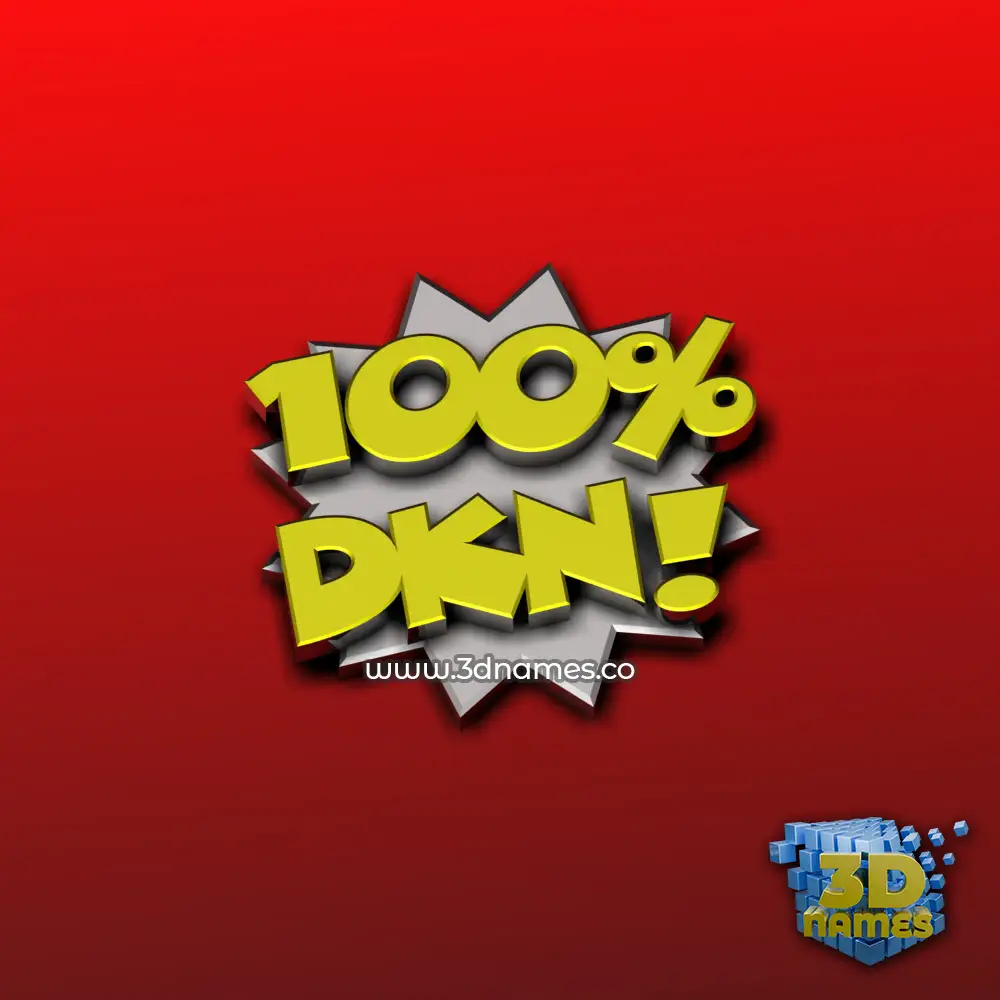 dkn in 100 Percent style - 3D name wallpaper
