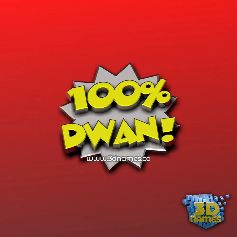 dwan in 100 Percent style - 3D name wallpaper
