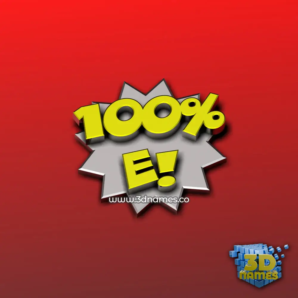 e in 100 Percent style - 3D name wallpaper