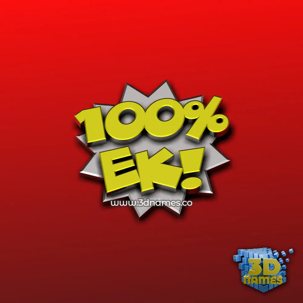 ek in 100 Percent style - 3D name wallpaper