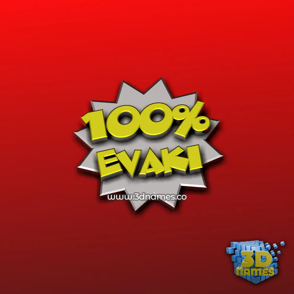 evaki in 100 Percent style - 3D name wallpaper
