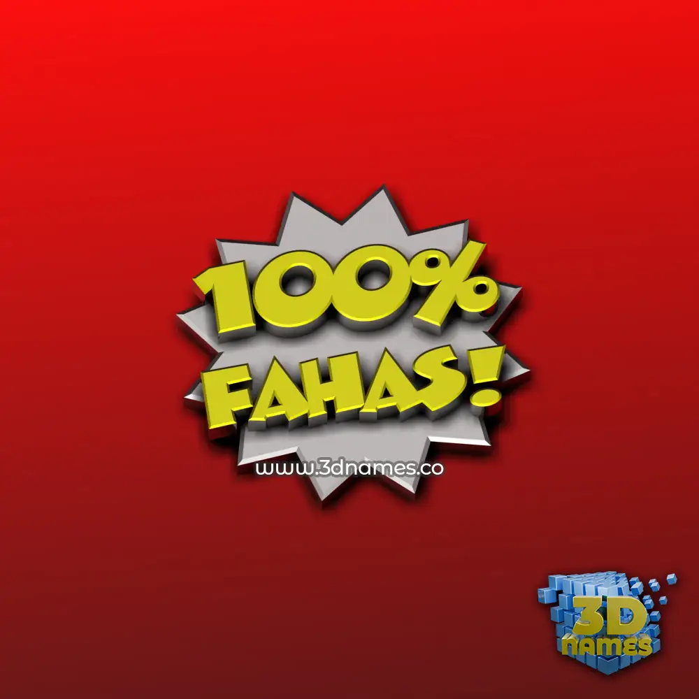 fahas in 100 Percent style - 3D name wallpaper
