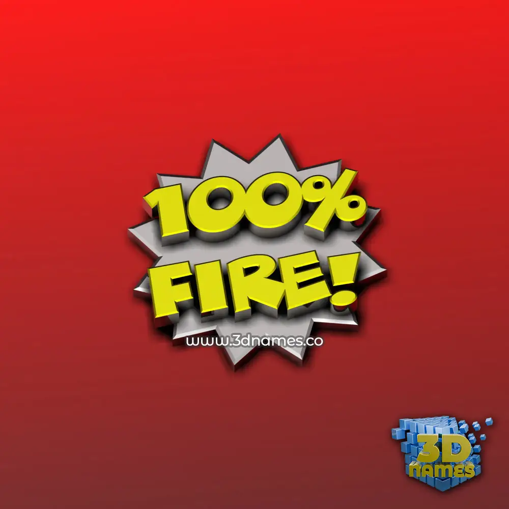 fire in 100 Percent style - 3D name wallpaper