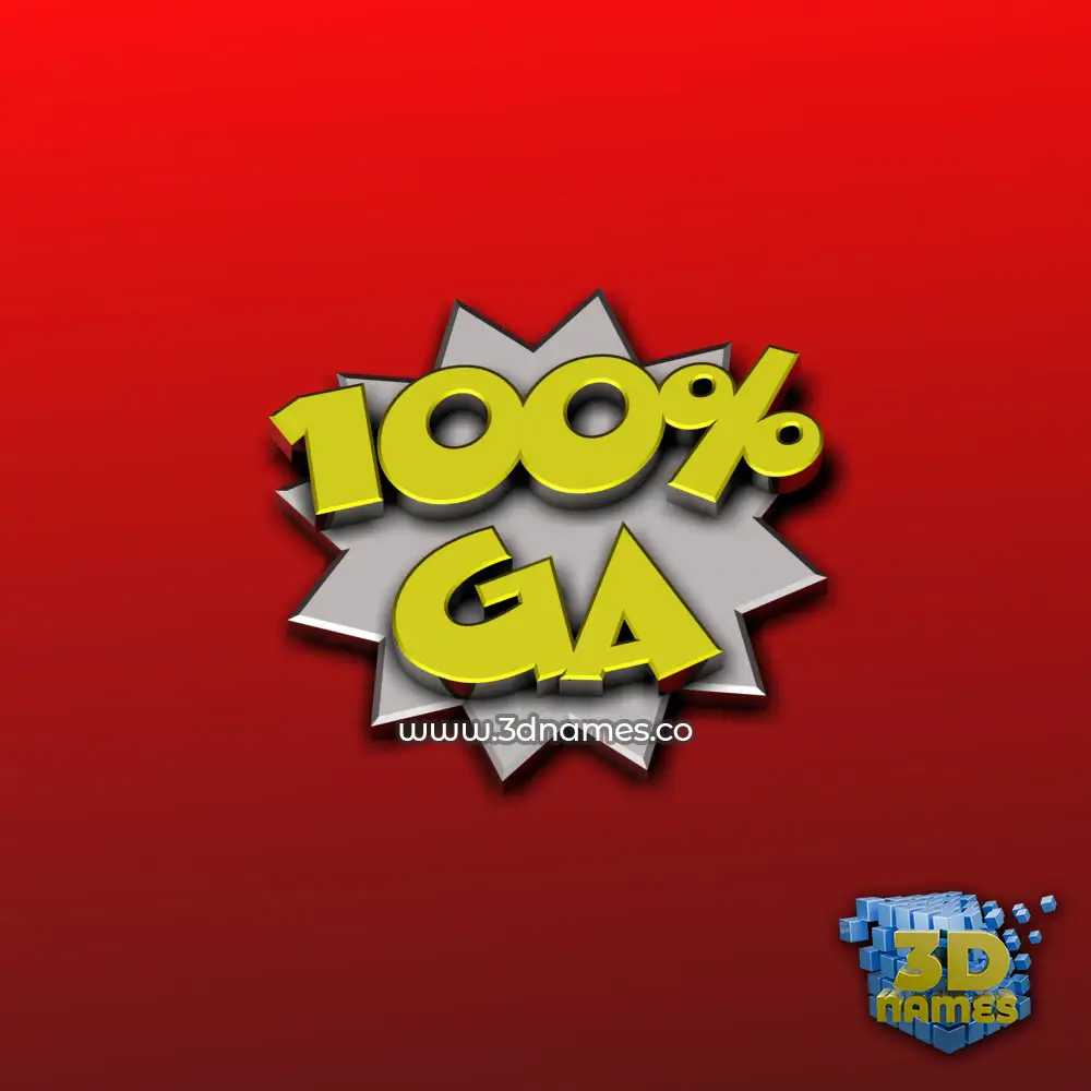 ga in 100 Percent style - 3D name wallpaper