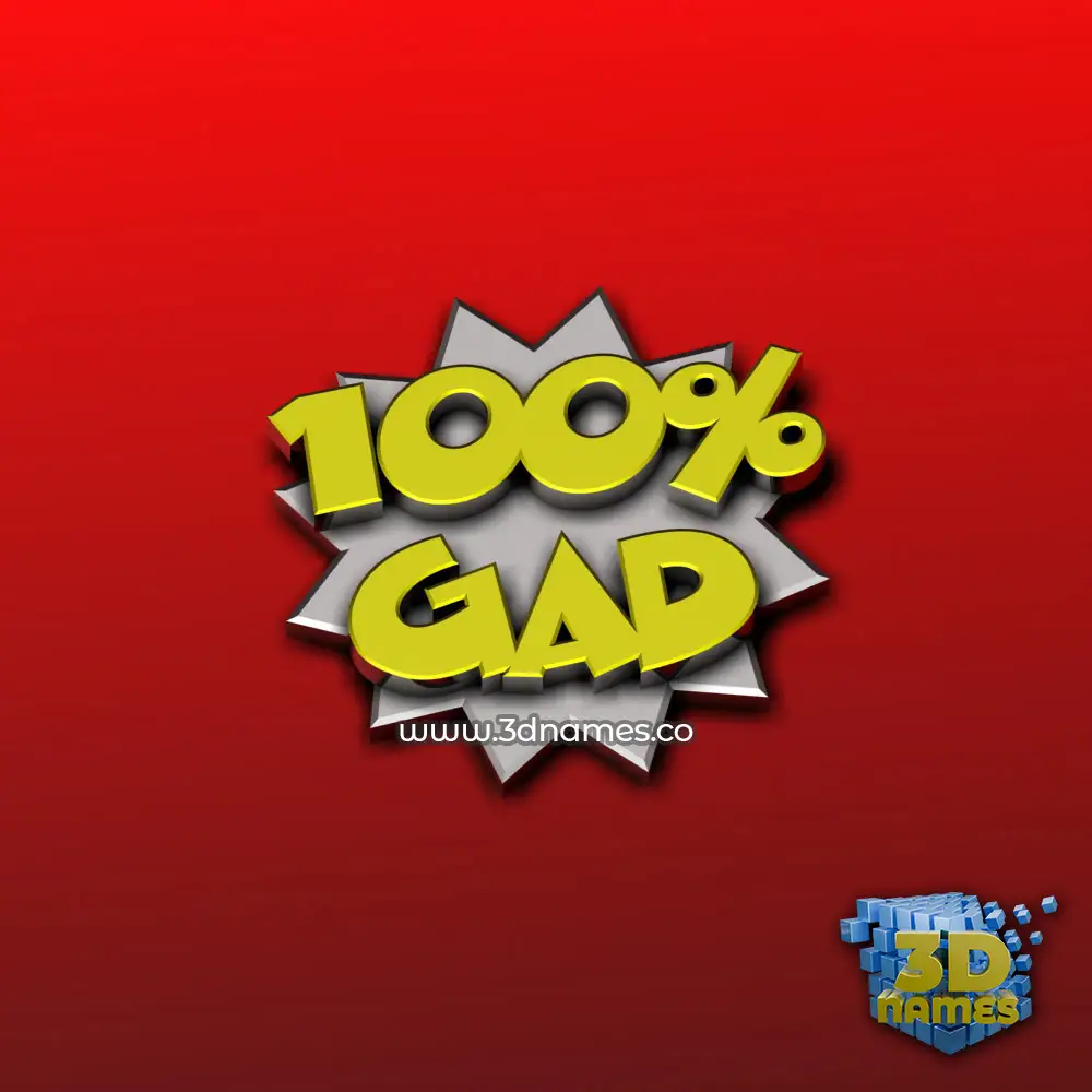 gad in 100 Percent style - 3D name wallpaper