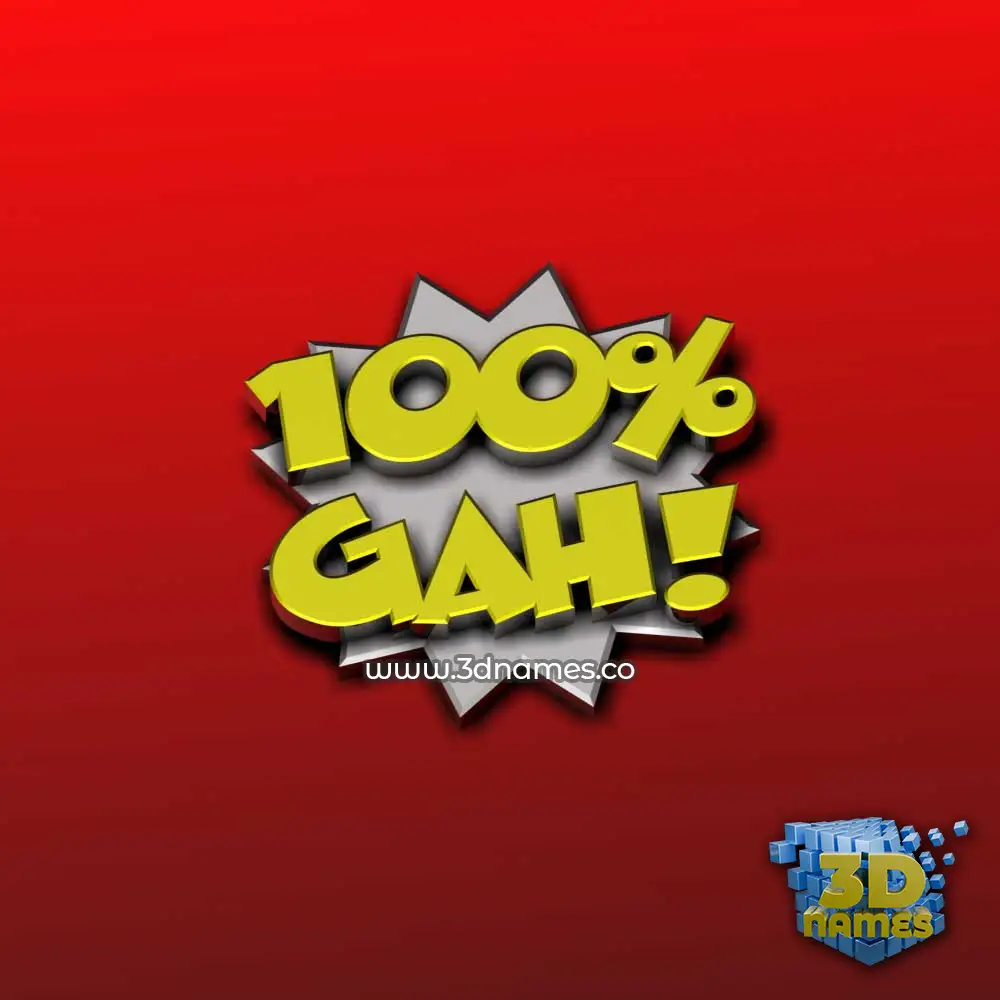 gah in 100 Percent style - 3D name wallpaper