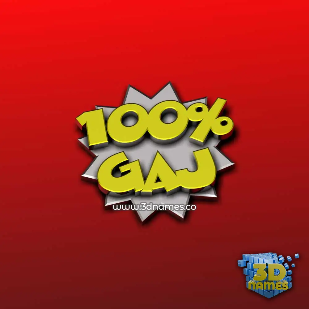 gaj in 100 Percent style - 3D name wallpaper