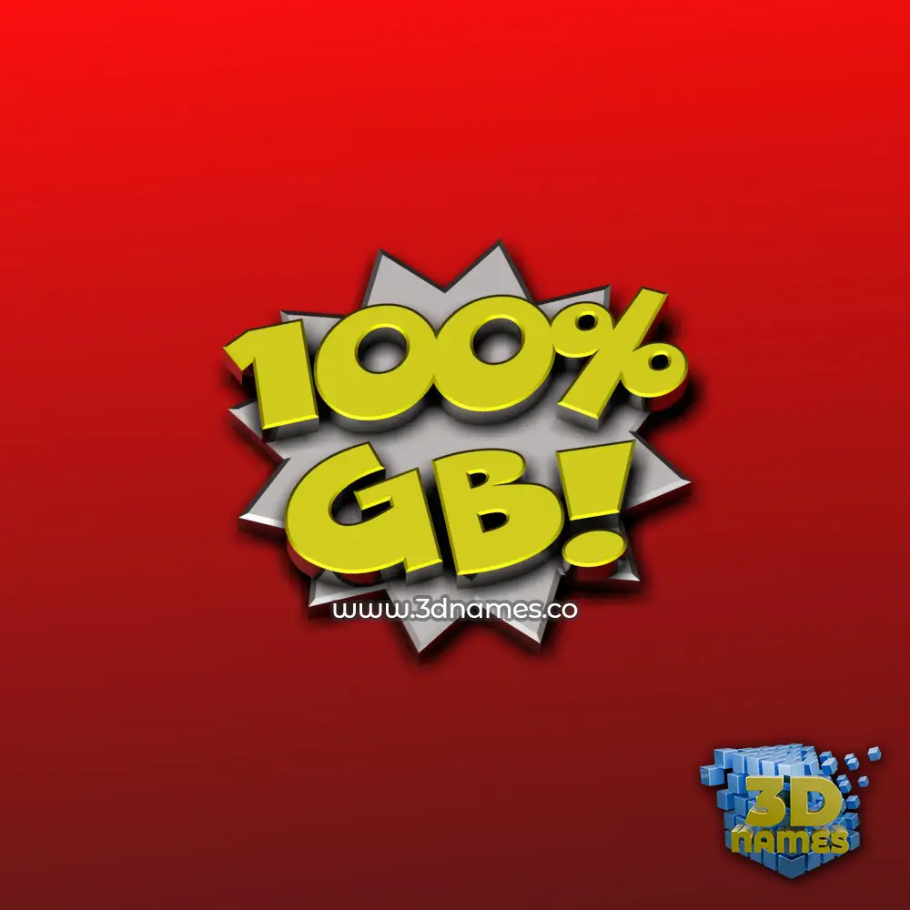 gb in 100 Percent style - 3D name wallpaper