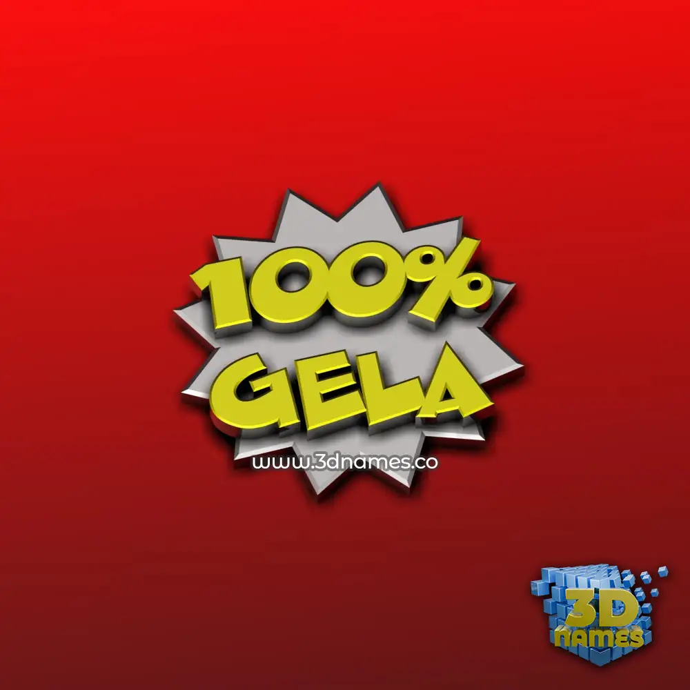 gela in 100 Percent style - 3D name wallpaper