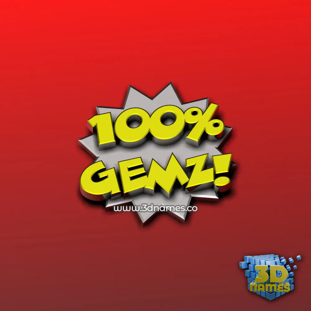 gemz in 100 Percent style - 3D name wallpaper