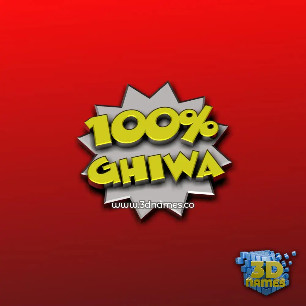 ghiwa in 100 Percent style - 3D name wallpaper