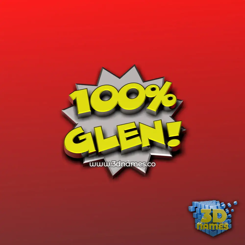 glen in 100 Percent style - 3D name wallpaper