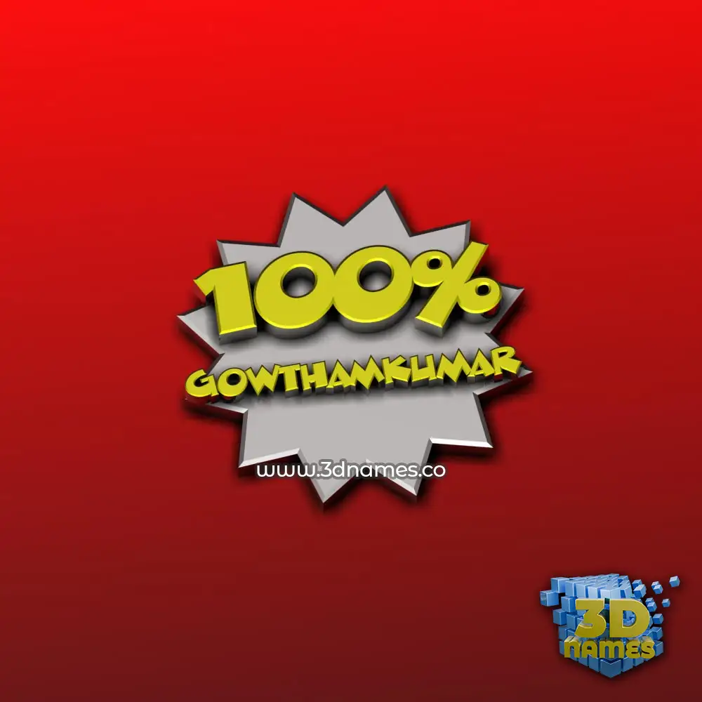 gowthamkumar in 100 Percent style - 3D name wallpaper