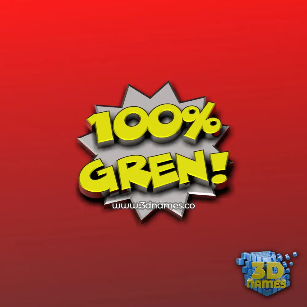 gren in 100 Percent style - 3D name wallpaper