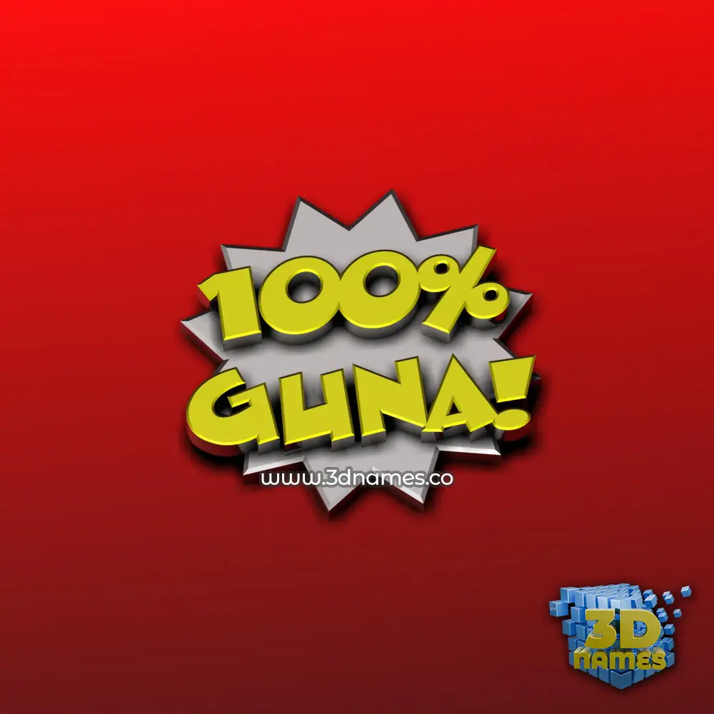 guna in 100 Percent style - 3D name wallpaper