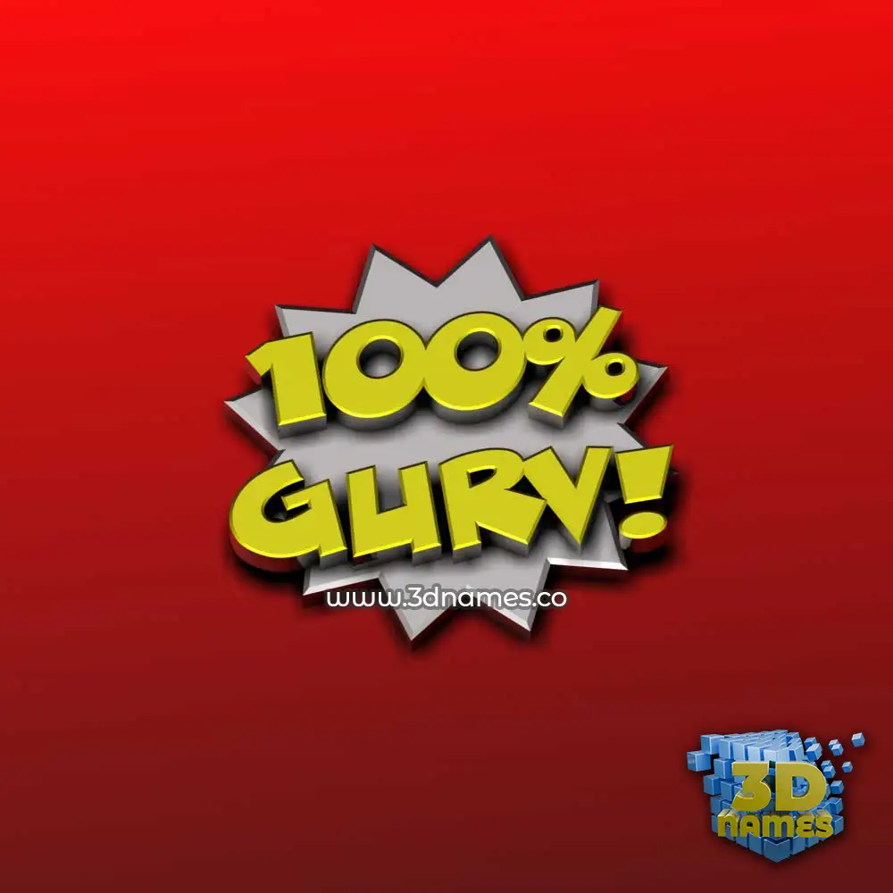 gurv in 100 Percent style - 3D name wallpaper