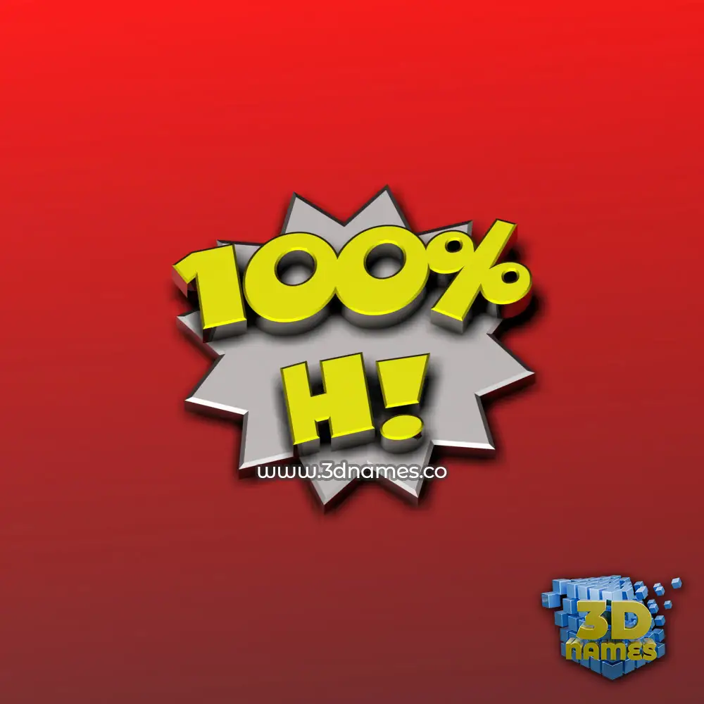 h in 100 Percent style - 3D name wallpaper