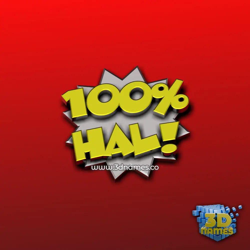 hal in 100 Percent style - 3D name wallpaper