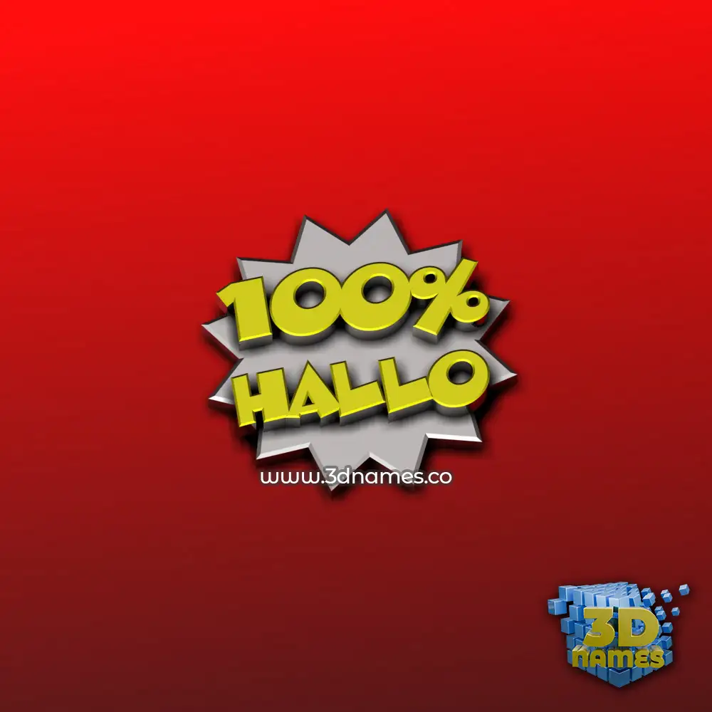 hallo in 100 Percent style - 3D name wallpaper