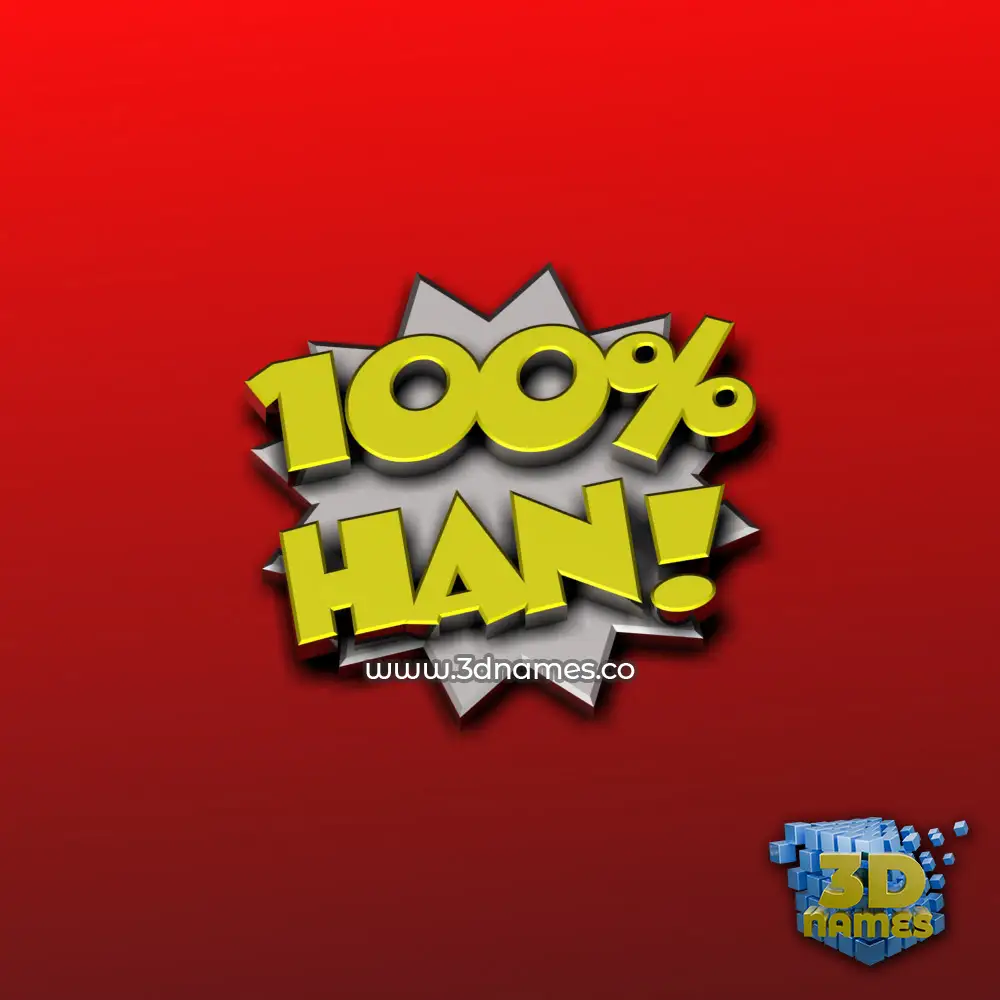 han in 100 Percent style - 3D name wallpaper