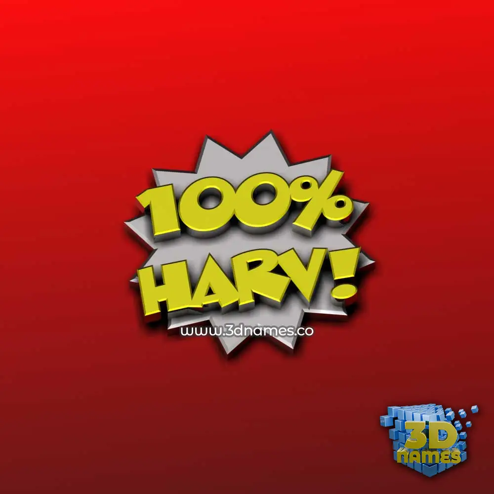 harv in 100 Percent style - 3D name wallpaper