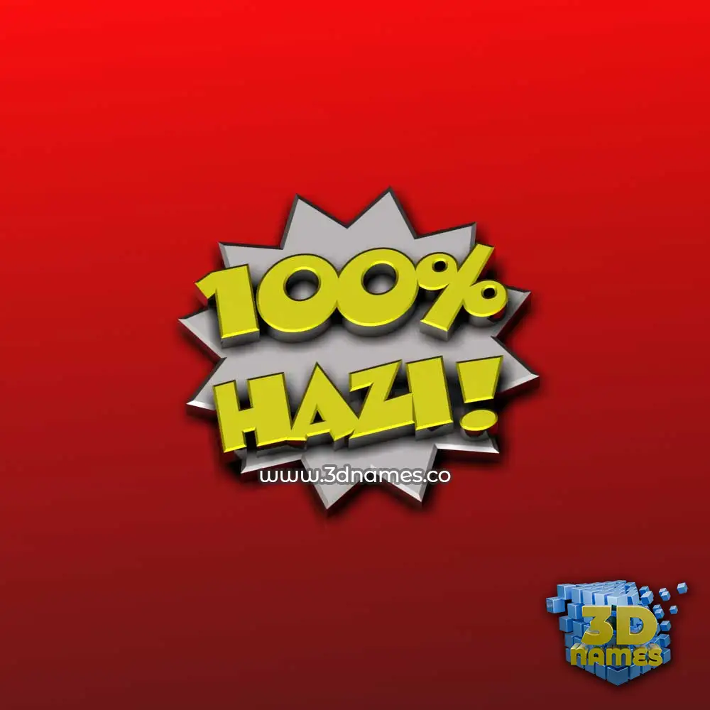 hazi in 100 Percent style - 3D name wallpaper