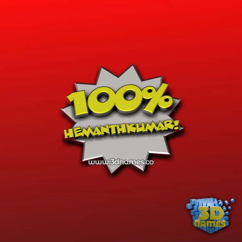 hemanthkumar in 100 Percent style - 3D name wallpaper