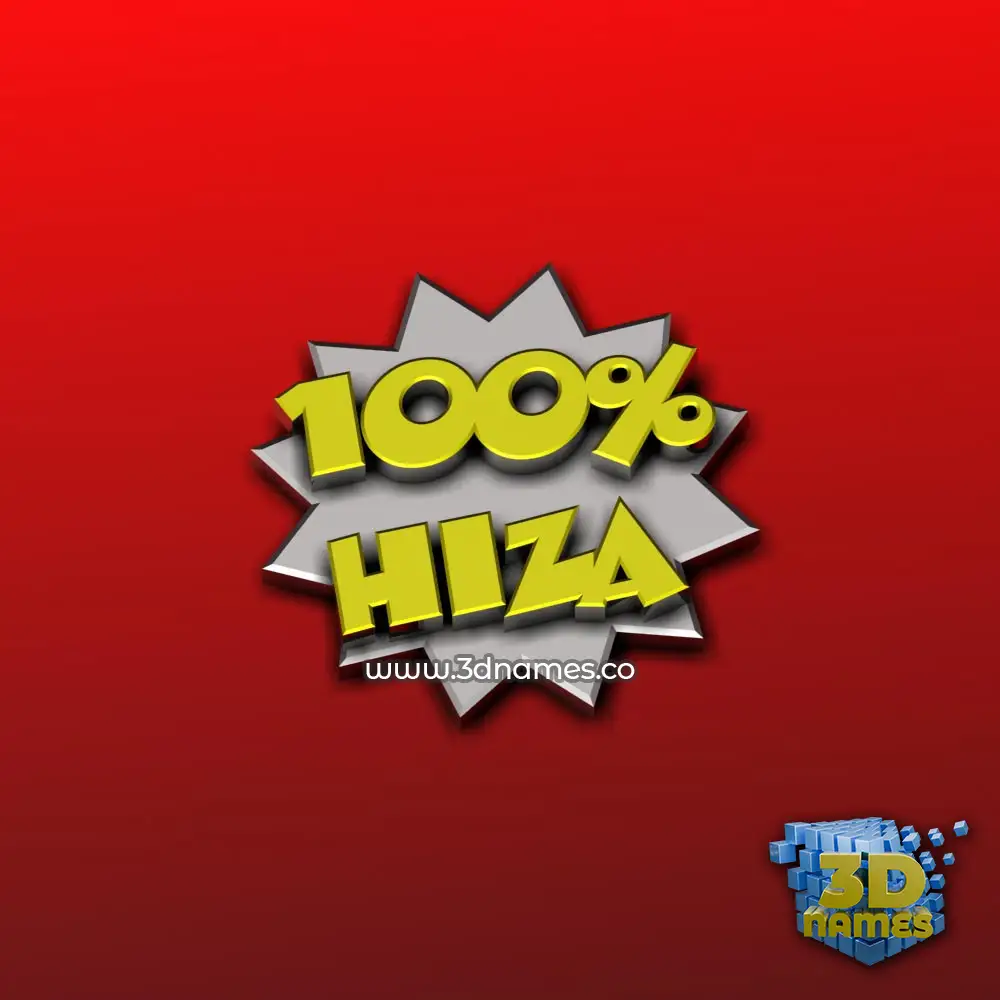 hiza in 100 Percent style - 3D name wallpaper