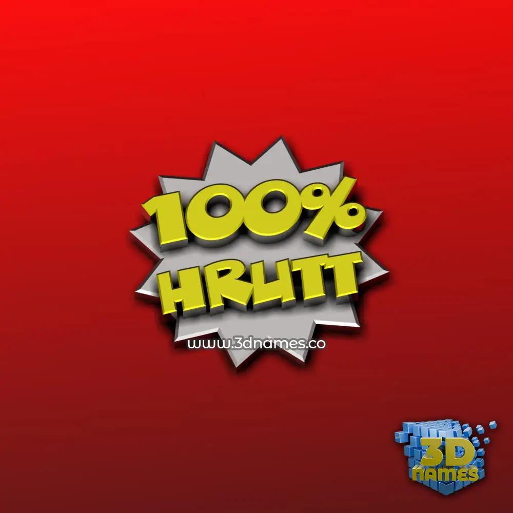 hrutt in 100 Percent style - 3D name wallpaper