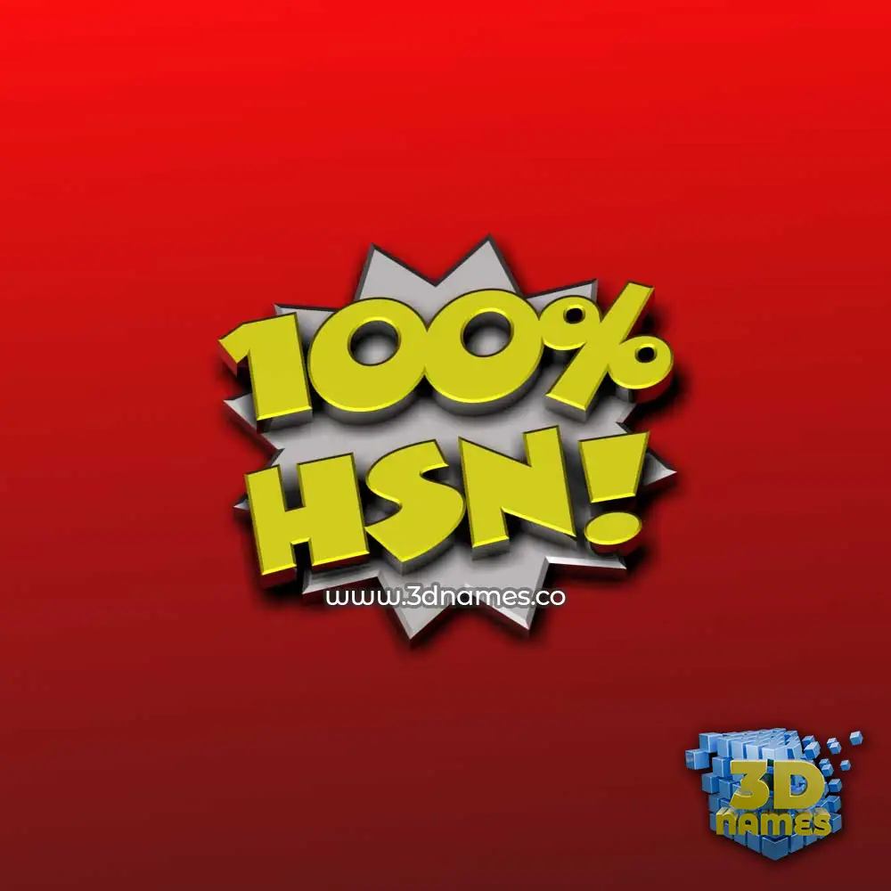 hsn in 100 Percent style - 3D name wallpaper