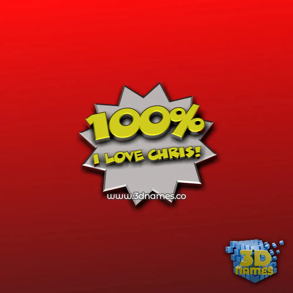 i love chris in 100 Percent style - 3D name wallpaper