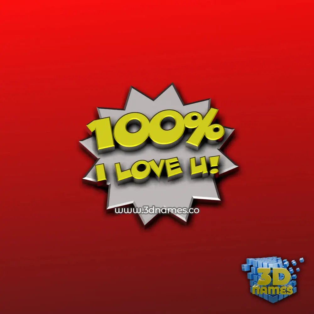 i love u in 100 Percent style - 3D name wallpaper