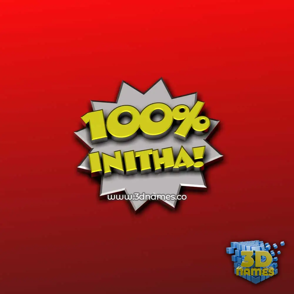 initha in 100 Percent style - 3D name wallpaper