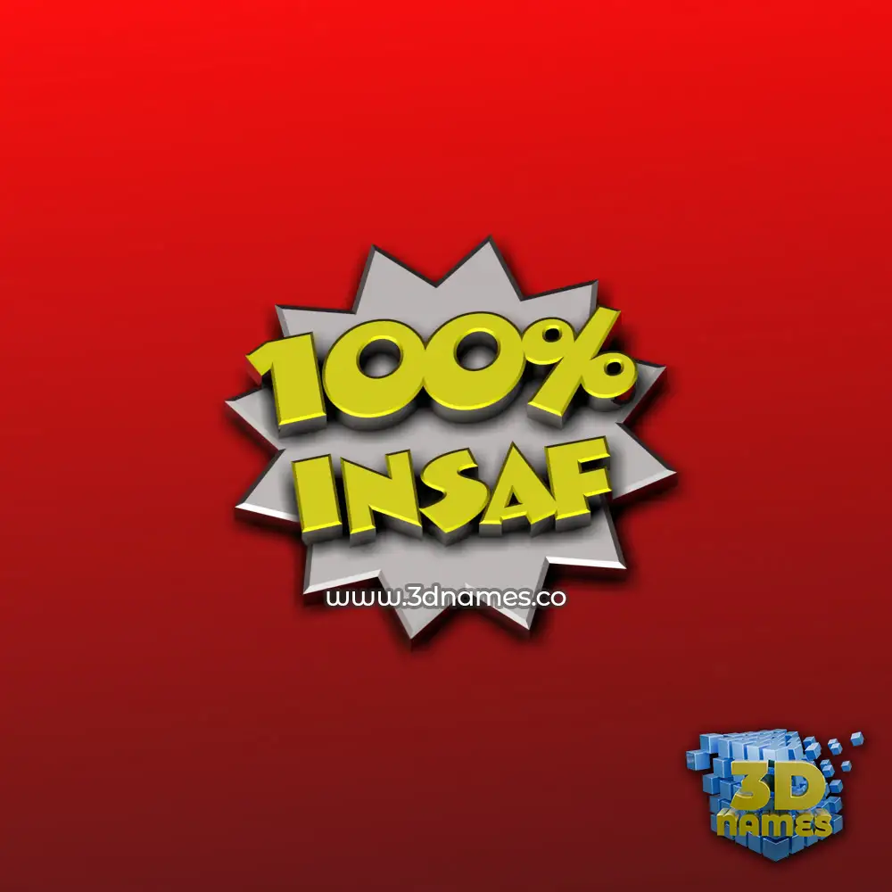 insaf in 100 Percent style - 3D name wallpaper