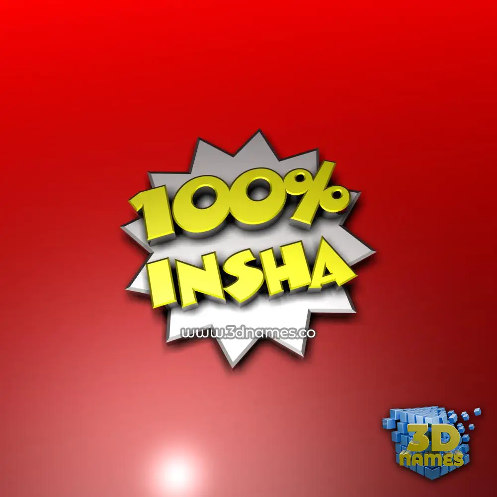 insha in 100 Percent style - 3D name wallpaper