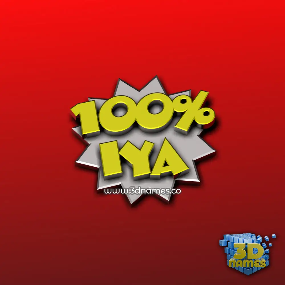 iya in 100 Percent style - 3D name wallpaper