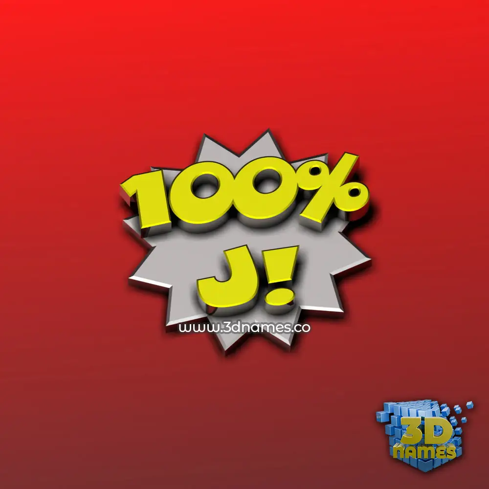j in 100 Percent style - 3D name wallpaper