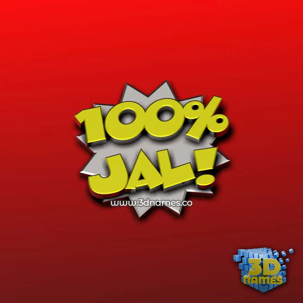 jal in 100 Percent style - 3D name wallpaper