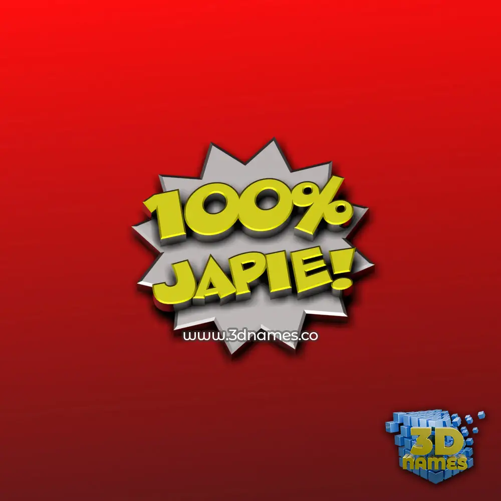 japie in 100 Percent style - 3D name wallpaper