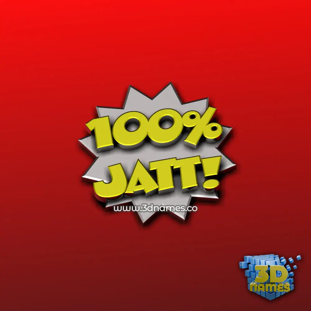 jatt in 100 Percent style - 3D name wallpaper