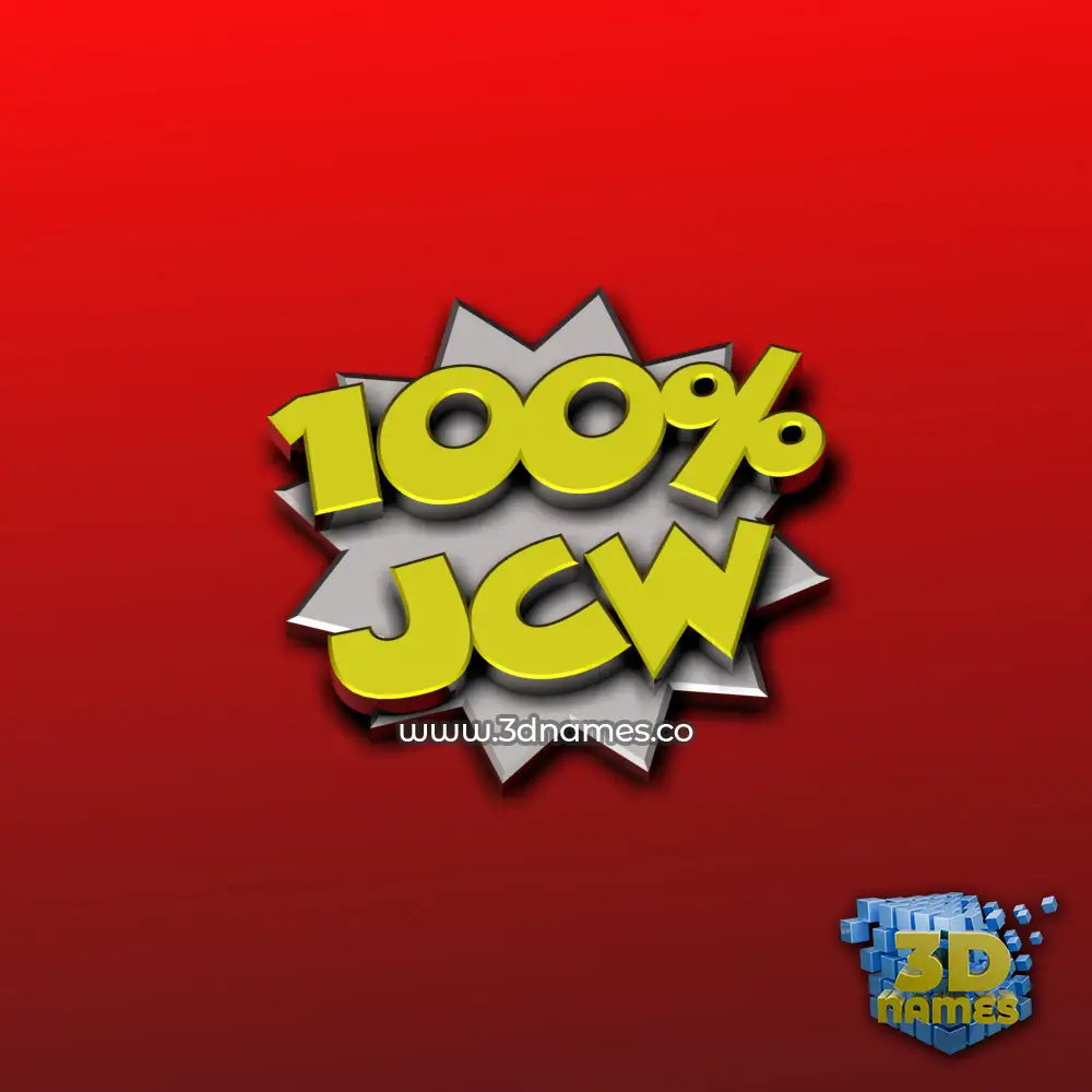 jcw in 100 Percent style - 3D name wallpaper