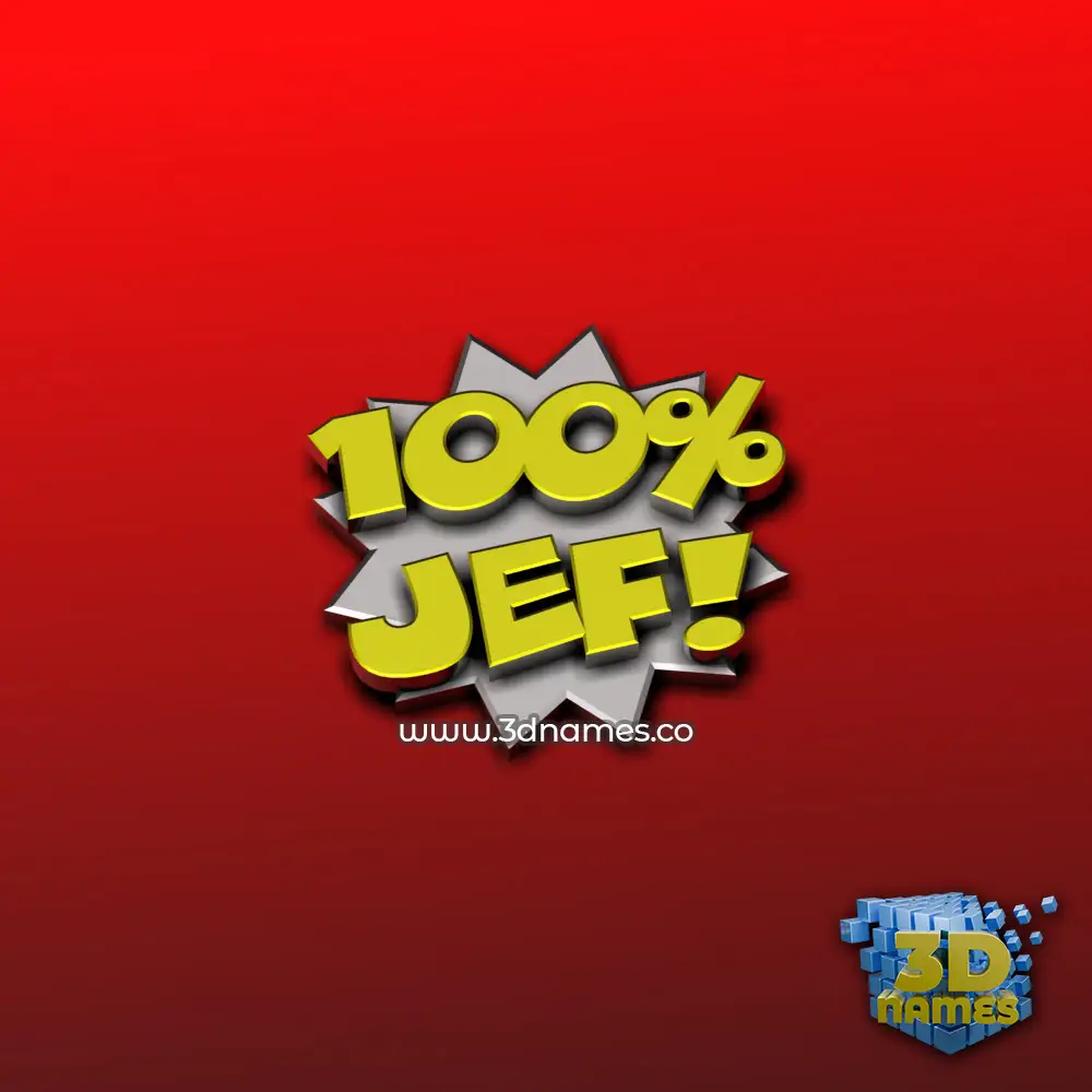 jef in 100 Percent style - 3D name wallpaper