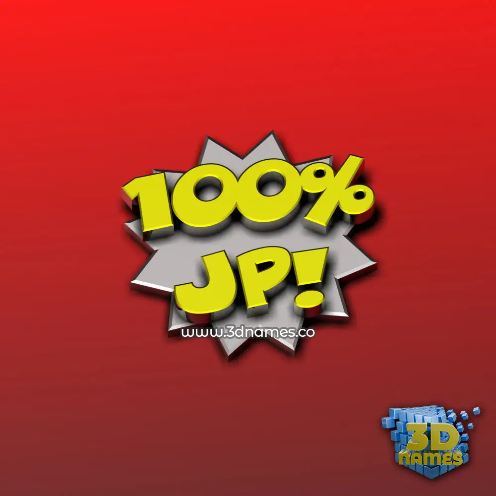 jp in 100 Percent style - 3D name wallpaper
