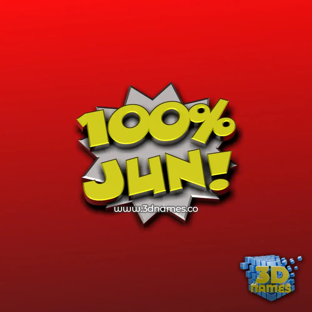 jun in 100 Percent style - 3D name wallpaper