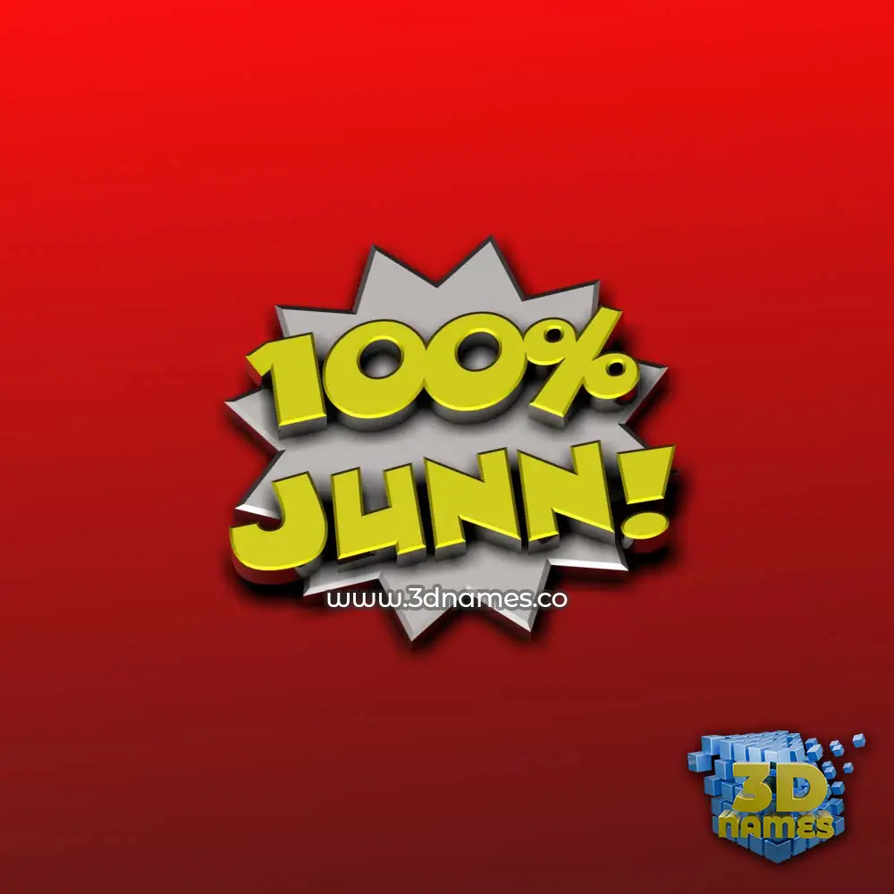 junn in 100 Percent style - 3D name wallpaper