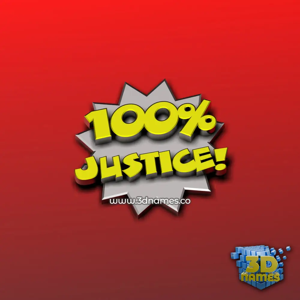 justice in 100 Percent style - 3D name wallpaper