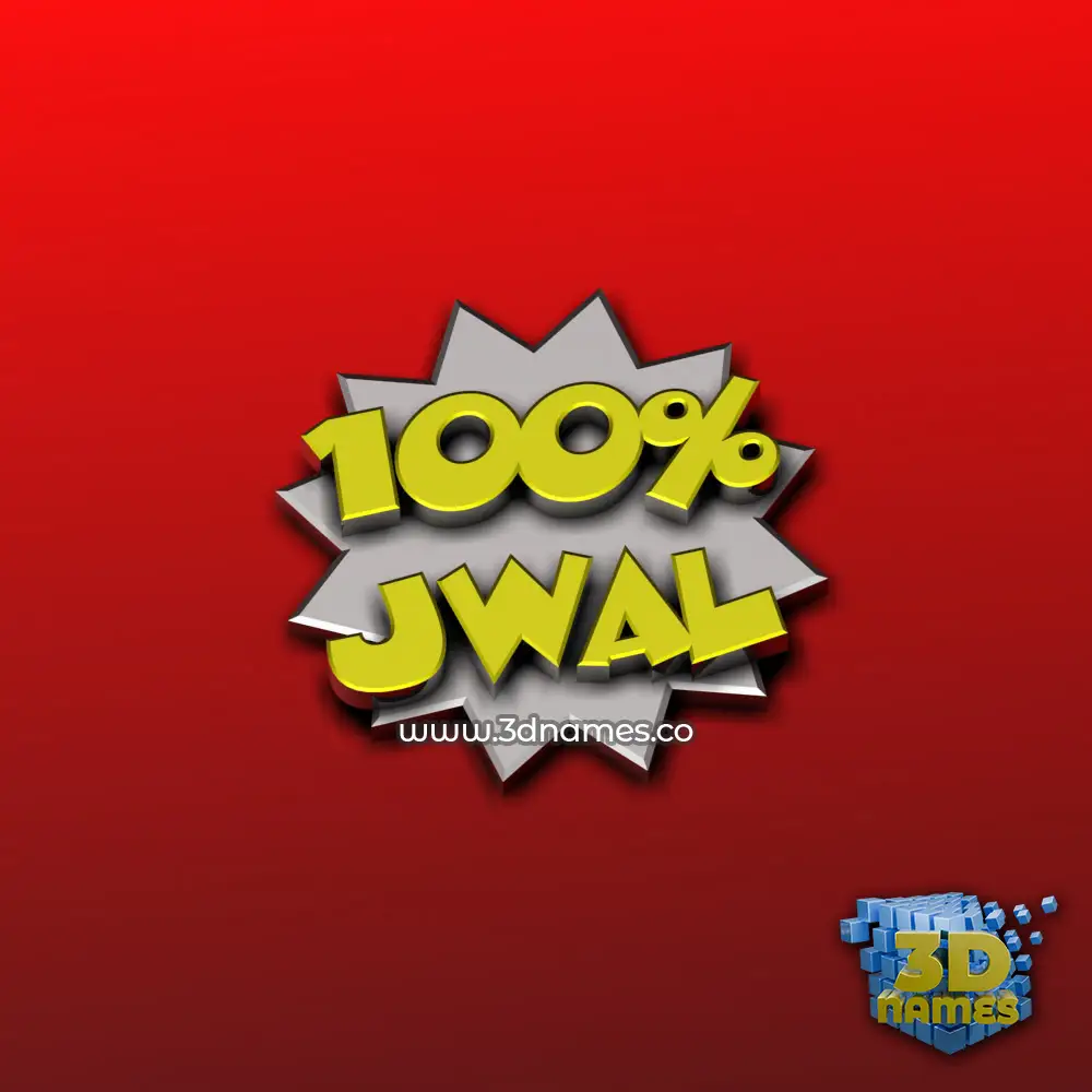 jwal in 100 Percent style - 3D name wallpaper
